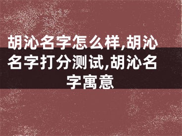 胡沁名字怎么样,胡沁名字打分测试,胡沁名字寓意