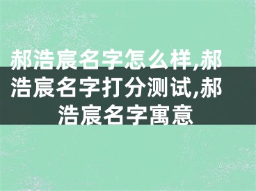 郝浩宸名字怎么样,郝浩宸名字打分测试,郝浩宸名字寓意