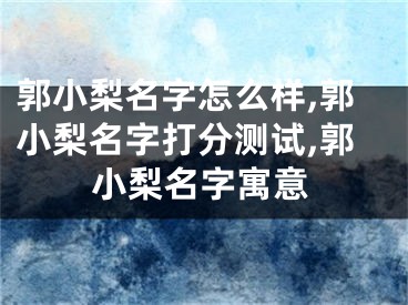 郭小梨名字怎么样,郭小梨名字打分测试,郭小梨名字寓意