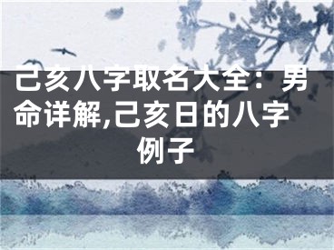 己亥八字取名大全：男命详解,己亥日的八字例子