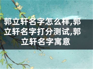 郭立轩名字怎么样,郭立轩名字打分测试,郭立轩名字寓意