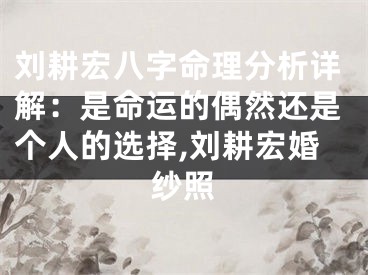 刘耕宏八字命理分析详解：是命运的偶然还是个人的选择,刘耕宏婚纱照