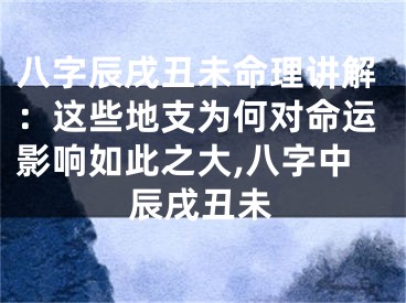 八字辰戌丑未命理讲解：这些地支为何对命运影响如此之大,八字中辰戌丑未