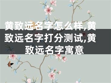 黄致远名字怎么样,黄致远名字打分测试,黄致远名字寓意