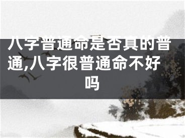 八字普通命是否真的普通,八字很普通命不好吗