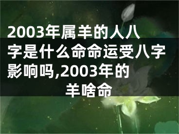 2003年属羊的人八字是什么命命运受八字影响吗,2003年的羊啥命