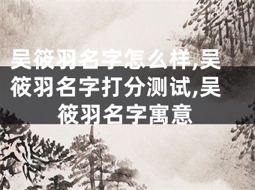 吴筱羽名字怎么样,吴筱羽名字打分测试,吴筱羽名字寓意