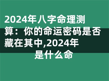 2024年八字命理测算：你的命运密码是否藏在其中,2024年是什么命