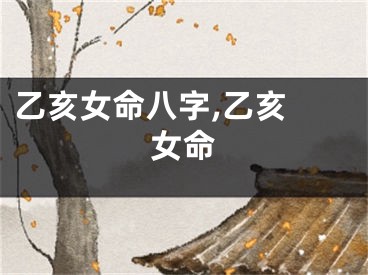 乙亥女命八字,乙亥 女命