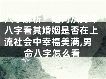 八字解析：如何从男命八字看其婚姻是否在上流社会中幸福美满,男命八字怎么看