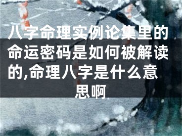 八字命理实例论集里的命运密码是如何被解读的,命理八字是什么意思啊