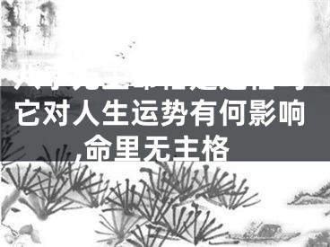 八字无主命格是迷信吗它对人生运势有何影响,命里无主格