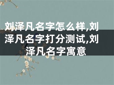 刘泽凡名字怎么样,刘泽凡名字打分测试,刘泽凡名字寓意