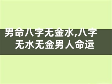男命八字无金水,八字无水无金男人命运