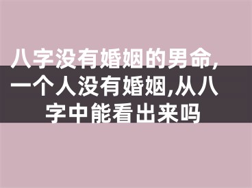 八字没有婚姻的男命,一个人没有婚姻,从八字中能看出来吗