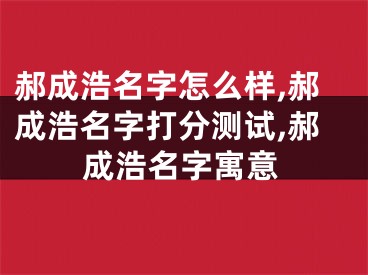郝成浩名字怎么样,郝成浩名字打分测试,郝成浩名字寓意