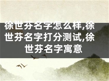 徐世芬名字怎么样,徐世芬名字打分测试,徐世芬名字寓意