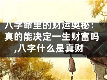 八字命里的财运奥秘：真的能决定一生财富吗,八字什么是真财