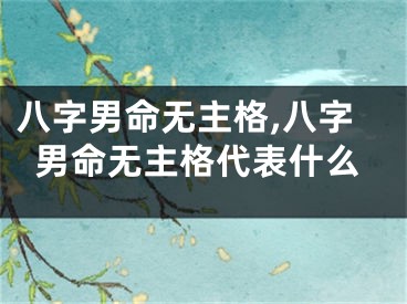 八字男命无主格,八字男命无主格代表什么