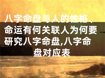 八字命盘与人的性格、命运有何关联人为何要研究八字命盘,八字命盘对应表