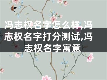 冯志权名字怎么样,冯志权名字打分测试,冯志权名字寓意