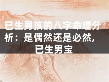 已生男孩的八字命理分析：是偶然还是必然,已生男宝