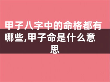 甲子八字中的命格都有哪些,甲子命是什么意思