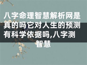 八字命理智慧解析网是真的吗它对人生的预测有科学依据吗,八字测智慧