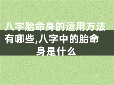 八字胎命身的运用方法有哪些,八字中的胎命身是什么