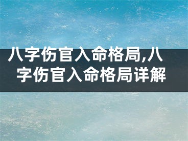 八字伤官入命格局,八字伤官入命格局详解