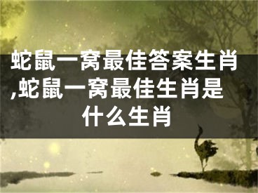 蛇鼠一窝最佳答案生肖,蛇鼠一窝最佳生肖是什么生肖