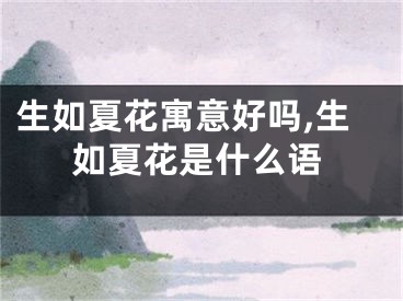 生如夏花寓意好吗,生如夏花是什么语
