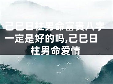 己巳日柱男命富贵八字一定是好的吗,己巳日柱男命爱情