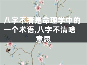 八字不清是命理学中的一个术语,八字不清啥意思