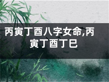 丙寅丁酉八字女命,丙寅丁酉丁巳