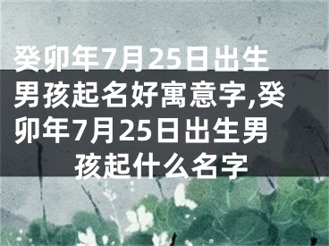 癸卯年7月25日出生男孩起名好寓意字,癸卯年7月25日出生男孩起什么名字