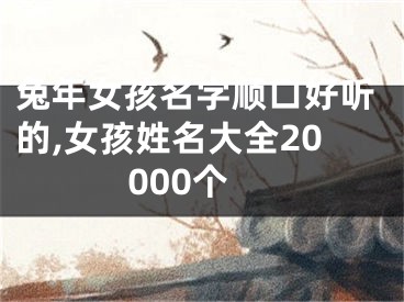 兔年女孩名字顺口好听的,女孩姓名大全20000个