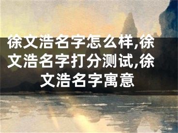 徐文浩名字怎么样,徐文浩名字打分测试,徐文浩名字寓意