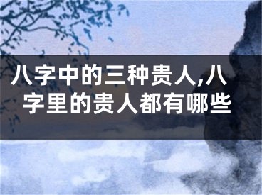 八字中的三种贵人,八字里的贵人都有哪些