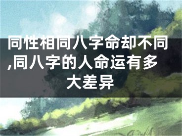 同性相同八字命却不同,同八字的人命运有多大差异