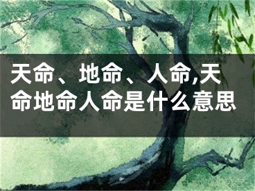 天命、地命、人命,天命地命人命是什么意思