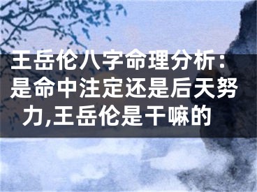 王岳伦八字命理分析：是命中注定还是后天努力,王岳伦是干嘛的