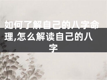 如何了解自己的八字命理,怎么解读自己的八字