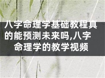 八字命理学基础教程真的能预测未来吗,八字命理学的教学视频