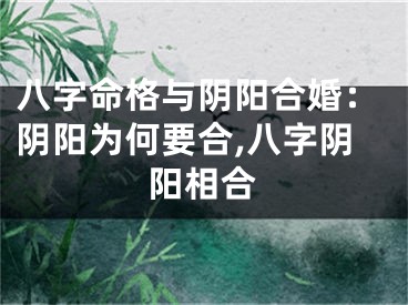 八字命格与阴阳合婚：阴阳为何要合,八字阴阳相合