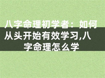 八字命理初学者：如何从头开始有效学习,八字命理怎么学