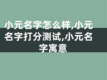 小元名字怎么样,小元名字打分测试,小元名字寓意