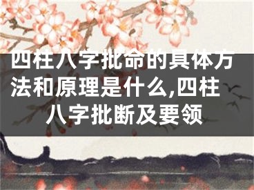 四柱八字批命的具体方法和原理是什么,四柱八字批断及要领