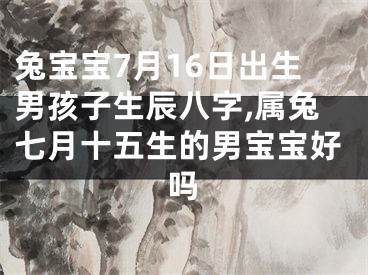 兔宝宝7月16日出生男孩子生辰八字,属兔七月十五生的男宝宝好吗