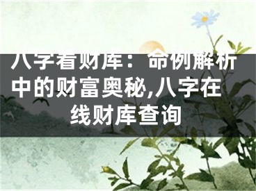八字看财库：命例解析中的财富奥秘,八字在线财库查询